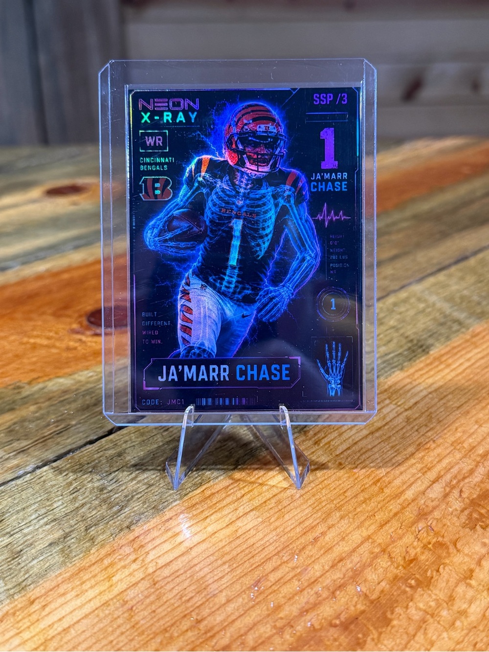 Ja’Marr Chase Cincinnati Bengals Neon X-Ray SSP/3 Custom Football Card